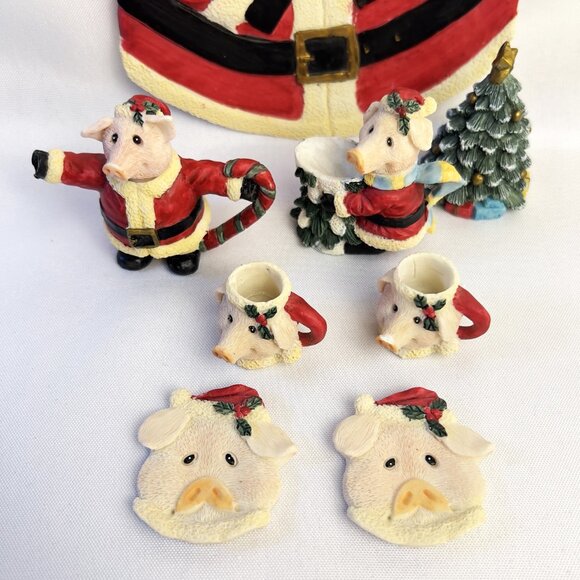 Youngs Vintage Christmas Miniature Santa Pig Tea Set Collection 1995 – 9 pcs. - Picture 3 of 11